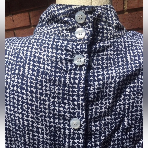 Vintage Back Button Houndstooth High Neck Long Sleeve Top - Picture 6 of 6